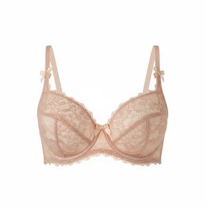 Pretty Lace Underwire Bra in Soft Peach